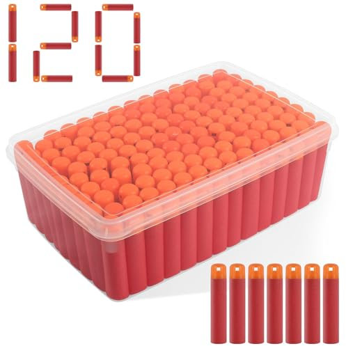 Mega Darts Pfeile für Mega Guns, 120 Mega Dart Munition passen für Nerf Mega Guns, Mega Series Blasters, Mega Darts Bulk, Rote Dart Zubehörpassen für Nerf Mega Blasters (9,5 x 2 cm, Eimer Beilie)
