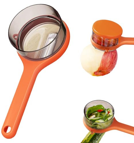 Vegetable Peeler with Storage Box - Multifunctional Potato Peeler for Carrots, Melons and More - Ideal Kitchen Aid for Vegetables Fruit (Orange)