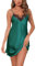 Marvmys Chemise de Nuit Sexy en Dentelle pour Femme Chemises de Veille en Satin Robe D'été Dos Nu avec Ajustable à Col en V Vêtements D'Intérieur S-XXL