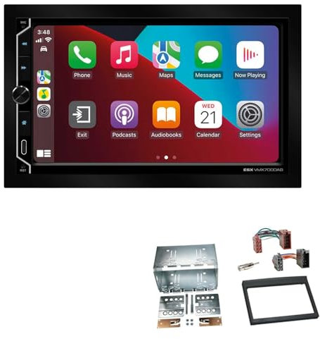 ESX VMX700DAB 2-DIN Autoradio kompatibel mit Wireless Apple CarPlay Android Auto Bluetooth DAB+ passend für Porsche 911 1997-2006 schwarz