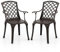 COSTWAY 2er Set Gartenstühle aus Aluminiumguss, wetterfeste Terrassenstühle mit Armlehnen, Balkonstühle für Garten, Balkon, Hinterhof (Kupferrot)
