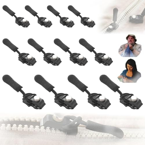 12 Stück Reißverschluss Zipper Reißverschluss Reparatur Set Reisverschluss-Fix-Kit Drei Größen Abnehmbares Design Passend Für Die Meisten Reißverschlüsse Geeignet Für Gepäck Rucksäcke Jacken Usw
