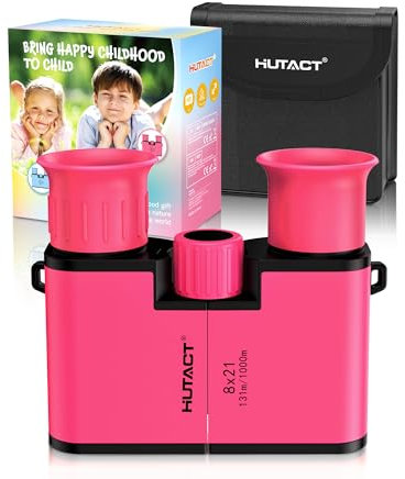 HUTACT Fernglas für Kinder und Erwachsene, 8x21 wasserdichte Kinderferngläser für Outdoor-Abenteuer, Vogelbeobachtung, Reisen und Camping (Rosa)