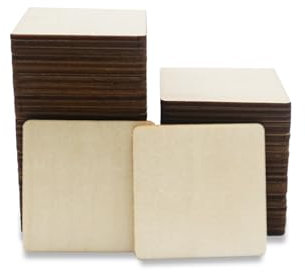 CUWELT 120 Stück 4x4cm Quadrate Holzscheiben zum Basteln Holzplättchen, Unbehandelt Kleine Holz Quadrate, Quadratisch Holzplatten für DIY Malen Handwerk