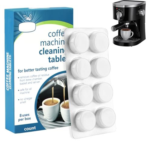 Lot de 8 pastilles de nettoyage, détartrage, machines à café, tablettes nettoyantes, tablettes dégraissantes, machines à café pour éliminer les graisses pour Delonghi Krups Senseo Nespresso