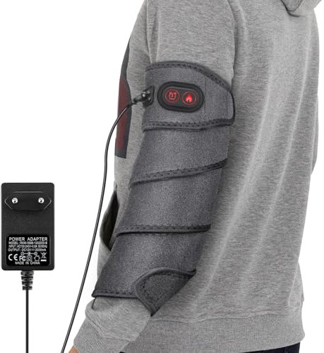 Heizkissen-Wickel Zur Linderung, Flexibles Heizkissen Für Knöchel Bein Ellbogen Handgelenk Unterarm, Schnellheizender Körperwickelgurt Mit 4 Heizstufen Und 3 Zeiteinstellungen, Mit Adapter -Grau