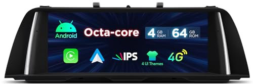 XTRONS 10.25 Zoll IPS-Bildschirm Android 14 Autoradio Octa Core 4+64GB Eingebautes 4G LTE WiFi GPS Bluetooth Car Play Optional DAB DVR OBD TPMS Für BMW 5er F10/F11 mit CIC System