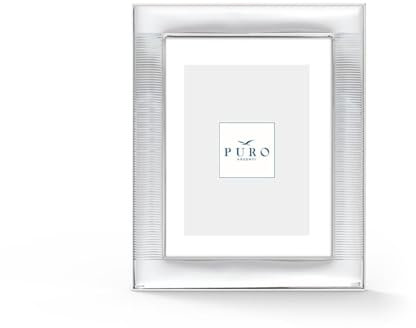 Generico Puro marco de plata PVD con borde a rayas, 10 x 15 cm