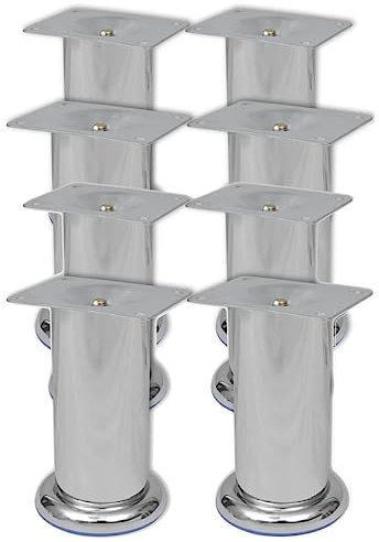 UJCHVHN Lot de 8 pieds de canapé ronds chromés, 120 mm, accessoires de canapé, supports de chaise et de canapé