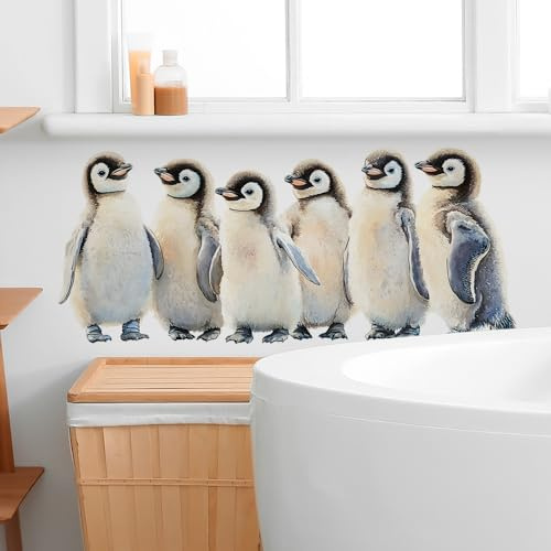 Flaxarne Pinguin Wandsticker – Realistische Pinguine Wandtattoo, Selbstklebende Wanddeko für Zuhause, Bad und Wohnzimmer