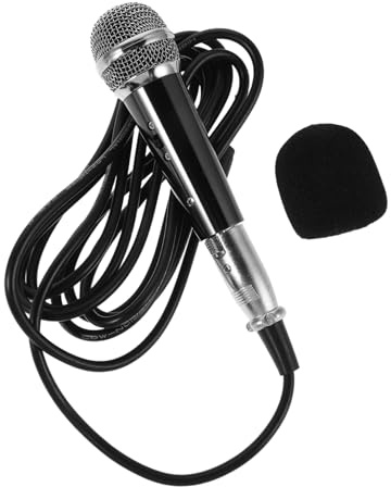 Yardwe Handheld Dynamisches Mikrofon mit Kabel Vollmetall für Gesang Aufnahme Outdoor Lautsprecher Schwarz Silber