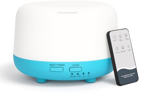 DIFFOFE 300ml Essential Oil Diffuser with Remote Control, 4 Timer Settings | Compact 300ml aromatherapy diffuser with 7-colour LED light, quiet operation and waterless auto shut-off for daily use.