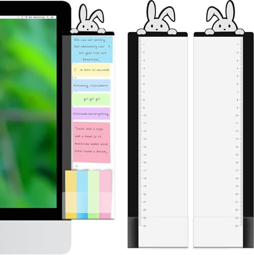 HSYTEK 2 Stück Computer Monitor Memo Board, Computer Message Board, Nachrichtentafel Transparent Acryl mit Haftnotizen, Monitor Seitenwand mit Waage und Kartensteckplatz, Bürobedarf