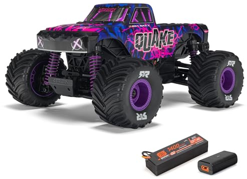 ARRMA 1/16 Quake Grom 4X4 RTR Brushed Monster Truck – Ready-to-Run 4WD RC Monster Truck inklusive 2S LiPo Akku, USB-C Smart-Ladegerät & Spektrum SLT2 Fernsteuerung, Violett