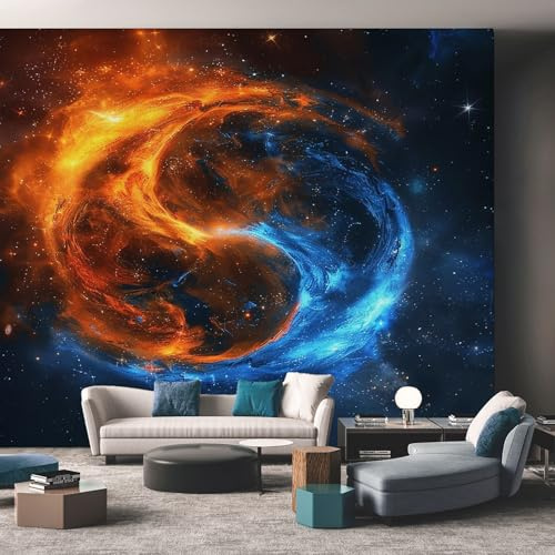 Generisch Tapete Yin Yang - Fototapete Flamme Und Wasser Muster - Wohnzimmer Schlafzimmer Deko - Wandtapete - Wanddeko - Motivtapeten - 450x315 A-2080