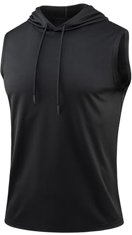 X-thud Men Sleeveless Quick Dry Hoodies Vest Workout Athletic Gym Fitness Hood Shirts