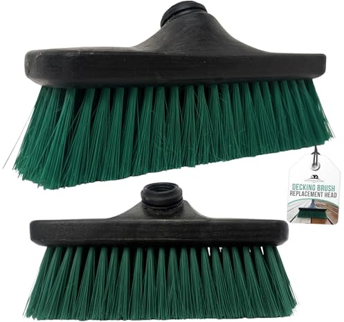 Decking Shed and Fence Paint Brush Set, Wide Exterior Paint Brush with Long Stainless Steel Handle, Premium Fence Stain Kit for Decking Patios Siding and Cladding (Replacement Head)