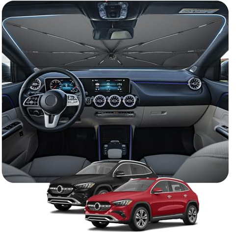 [2026 Actualización] BSTW Compatible con Mercedes Benz GLA H247 2020-2026 Parasol para Parabrisas, Parasol Plegable Automático Diseño con Cordón, Protector Solar y Protección UV GLA Accesorios