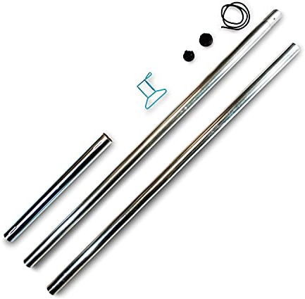 sunprotect 83203 Stahlmast-Set für Sonnensegel, 2-teilig, zerlegbar, Höhe 2,5 m, Ø 5 cm, Wandstärke 15 mm, silberfarben (1 Set, 2-teilig)