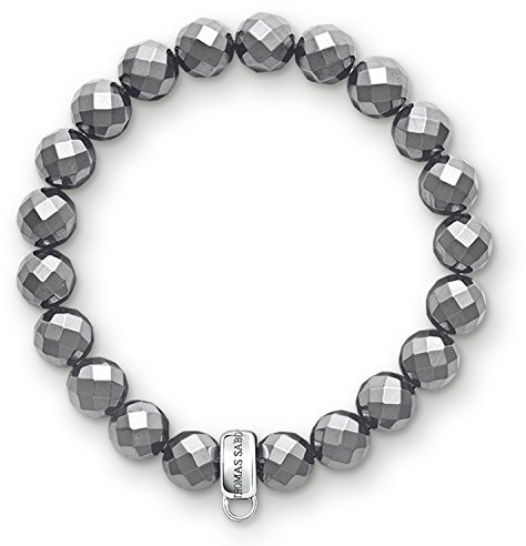 Thomas Sabo Damen-Armreifen Charm Club 925 Sterling Hämatit, Schwarz -16,5 cm
