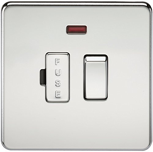 Knightsbridge SF6300NPC Screwless 13 A Switched Fused Spur Unit, Polished Chrome with Neon