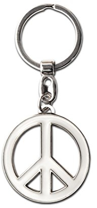 Logoshirt Friedenssymbol Schlüsselanhänger aus verchromtem Metall – Peace Logo Keychain/Schlüsselring, ca. 4 x 4 cm – Original lizenziertes Fan-Merchandise