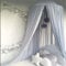 Ommda Moskitonetz Bett Kinder und Baby Betthimmel Moskitonetz Chiffon süß und romantisch für Kinderzimmer und Schlafzimmer mit Haarball Dekoration Grau Blau 240x50cm (HöhexDurchmesser)