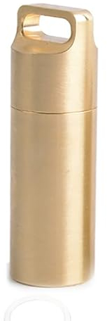 Tragbare Pillendose, wasserdichte Pillendose, Metall, kleine Tasche, Schlüsselanhänger, Medikamentenkoffer für Outdoor-Reisen, Camping (Gold, groß, 1 Stück)
