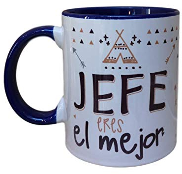 Taza Color Mensaje Jefe Eres EL Mejor ó JEFA Eres LA Mejor (Azul)