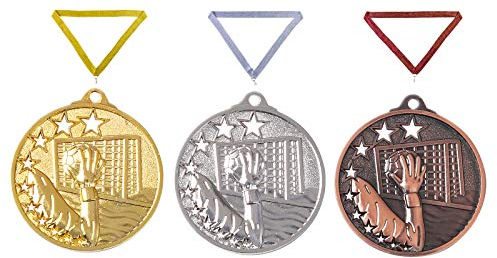 Henecka Medaille Handball, Medaillen mit Wunschgravur, inklusive Halsband, wählbar in Gold, Silber, Bronze, oder als 3er-Serie (Silber)