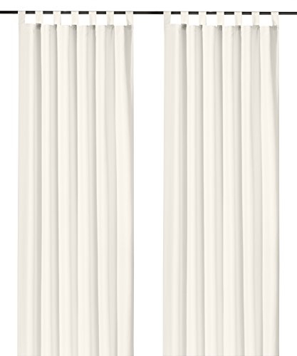heimtexland ® Dekoschal mit Schlaufen und Kräuselband Uni Blickdicht Aber Lichtdurchlässig - Vorhang natürlich matt einfarbig - Schlaufenschal Gardine Typ117 (HxB 175x140 cm, Ecru)