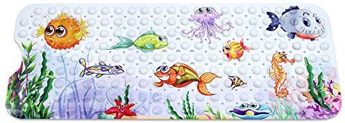 Gearific Tapis de Bain de Bande dessinée pour Enfants, Tapis de Baignoire antidérapant avec Ventouse pour Enfants, Tapis de Douche de bébé Extra-Long -100x40cm