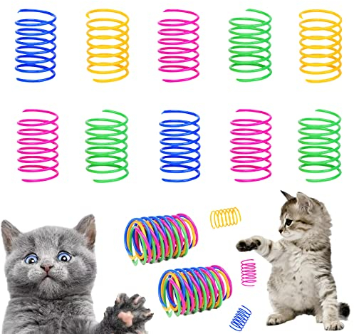AIMICOCA 100 Stück Katzenfeder-Spielzeug, interaktives Katzenspielzeug, Leichter, langlebiger Kunststoff, Beißen, Jagen (zufällige Farbe)