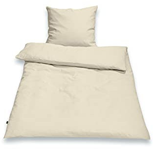 SETEX Halbleinen-Bettwäsche, 155 x 220 cm, Bezug für Bettdecke im Set mit Kissenbezug, 55 % Leinen, 45 % Baumwolle, Weiches Soft Washed Finish, 2-teiliges Bettwäsche-Set, Puderbeige