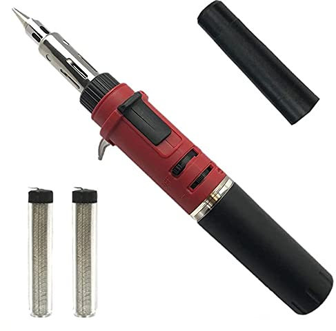 All Splendid - Saldatore a butano senza fili, 3 in 1, soffiatore ad aria calda, torcia a gas, fiamma regolabile, per elettronica, casa, fai da te o circuiti (rosso)