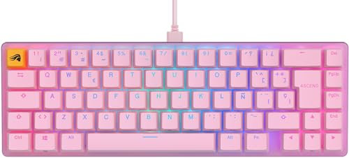 Glorious Gaming GMMK 2 Compact (65%) - tastiera gaming mecc., TKL compatta 65%, alluminio, personalizzab., tasti doppia iniezione, Fox Switches, RGB per ogni tasto, layout QWERTY spagnolo - Rosa