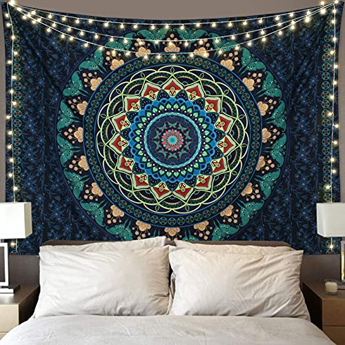 Edeesky Boho-Mandala-Wandteppich, ästhetischer Wandbehang, psychedelischer Hippie-Schmetterling, Wandteppich, Vintage-Wandkunst, Heimdekoration für Schlafzimmer, Wohnzimmer, Schlafsaal (grün)
