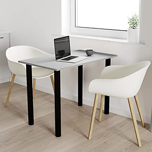 AKKE mikon 60x60 | Esszimmertisch - Esstisch - Tisch mit SCHWARZEN Beinen - Küchentisch - Bürotisch | Light Graphite