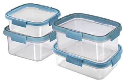 CURVER Fresh ECO 4er Frischhaltedosenset 0,9l/1l/1,1l/1,2l, aus 100% recyceltem PP, Pastellblau