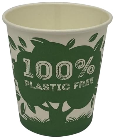 Caterpack Enviro Range 6oz Cup Plastic Free, 100% compostable and Biodegradable After use, Suitable for hot and Cold Drinks, 50 Pack