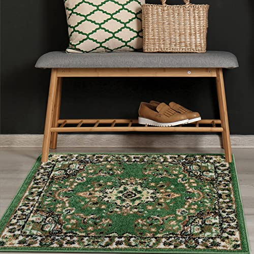 Antep Rugs Orientalischer Medaillon-Teppich für den Innenbereich, 5 x 7 cm, Grün / Beige