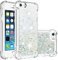 IMEIKONST Compatible with iPhone 5S Glitter Case, Liquid Sparkle Quicksand Clear Transparent Sequin Girls Slim TPU Bumper Silicone Shockproof Cover for iPhone 5 / iPhone SE. Love Silver YBW