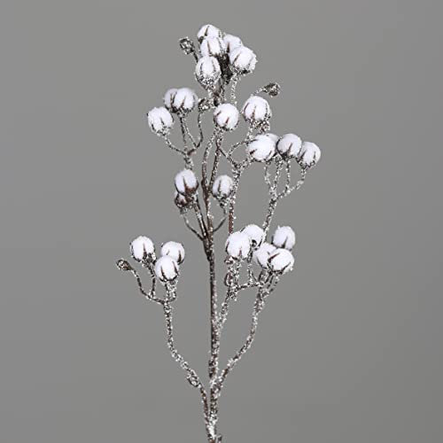 Seidenblumen Roß Baumwollzweig geeist 46cm DP Kunstpflanzen künstliche Blumen Pflanzen Baumwolle