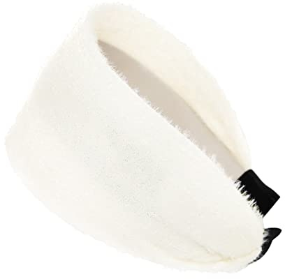 axy Breiter Haarreif mit Plüschstoffe- Wunderschön - Damen Haarreifen Stirnband Haarschmuck HR38 (Weiss)