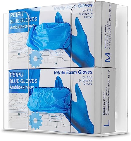Stock Your Home Doppel Acryl Handschuhe Spender Tissue Box Regal Handschuhhalter Wandhalterung für Küche Reinigung Schrank Labor Prüfung Büro