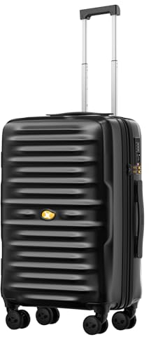 MGOB Koffer Handgepäck Hartschalen Trolley Polycarbonat Leicht Reisekoffer mit TSA-Schloss, 55x36x21cm, Schwarz