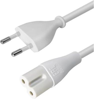 Euro Netzkabel Euro Stecker Typ C gerades Stromkabel 1,5M, BolAAzuL IEC Buchse C7 2x0,75mm 2 reiner Dirigent, kompatibel mit Apple TV PS4 PS5