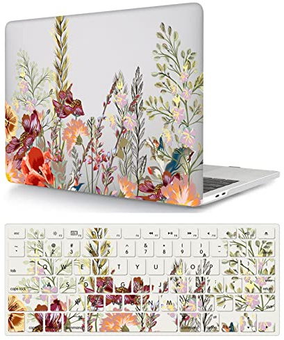 Laptop Hülle für MacBook Air 13 Zoll Modell A1466 A1369 2017 2016 2015 2014 2013 2012 2011 2010 Freisetzung, Plastik Schützend Hartschale Case Cover & Tastaturschutz, Blume