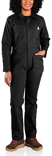 Carhartt Damen Rugged Flex Relaxed Fit Canvas Coverall Arbeitsoverall, Schwarz, XL
