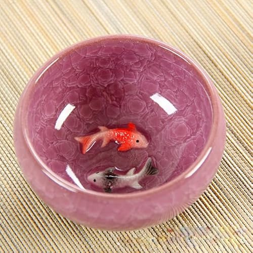 RIDAEX 3D-Keramik-Kung-Fu-Teeset mit geprägten Fischen und Koi-EIS, rissige glasierte Teeschale, chinesisches Porzellan-Teetassen-Set